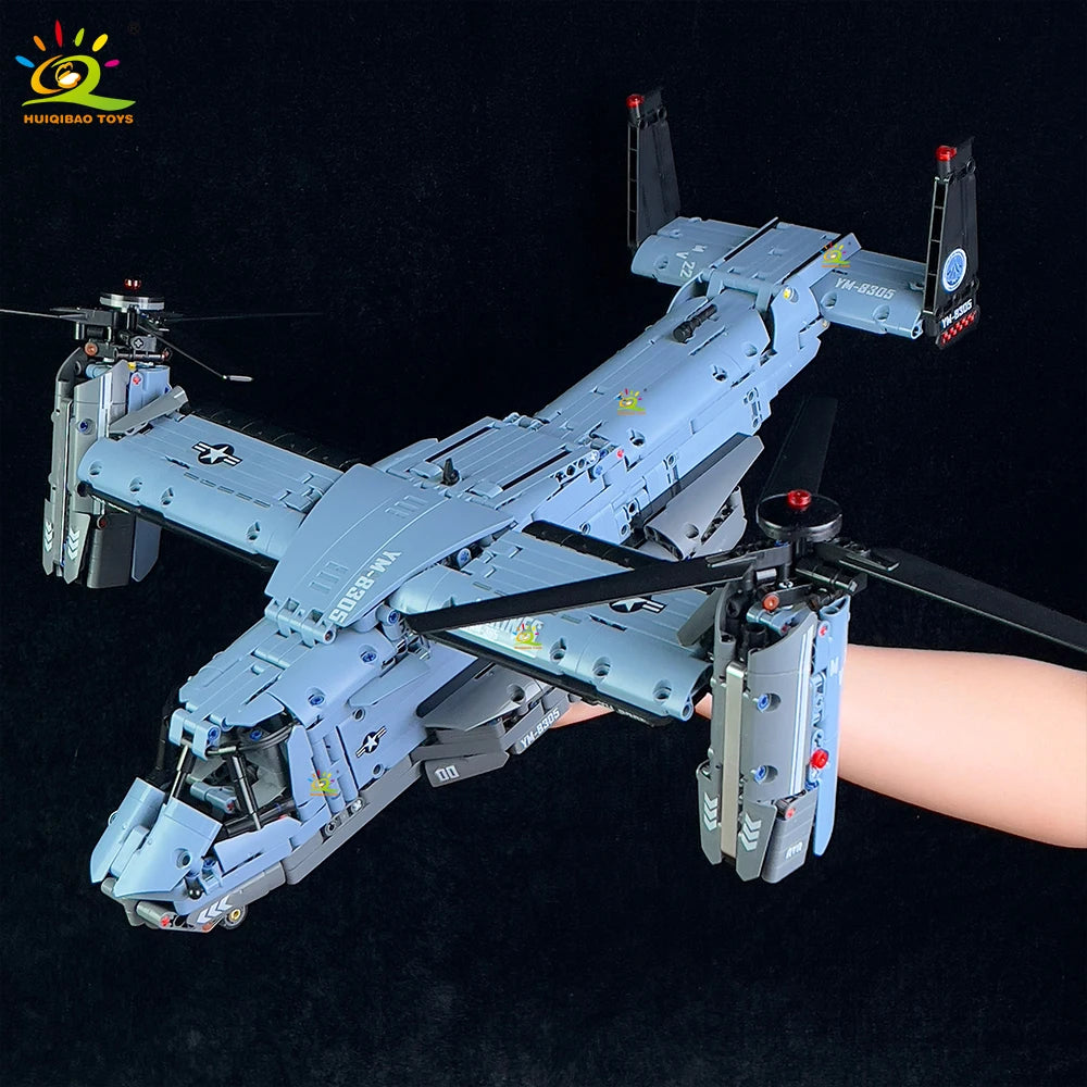 Premium Lego Compatible Building Block Set With 1389 Pieces V 22 Tiltrotor Aircraft Model For Kids And Collectors - ToylandEU