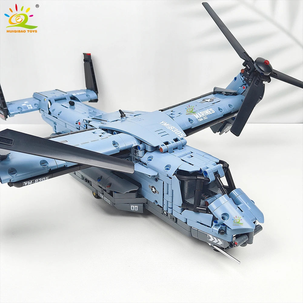Premium Lego Compatible Building Block Set With 1389 Pieces V 22 Tiltrotor Aircraft Model For Kids And Collectors - ToylandEU