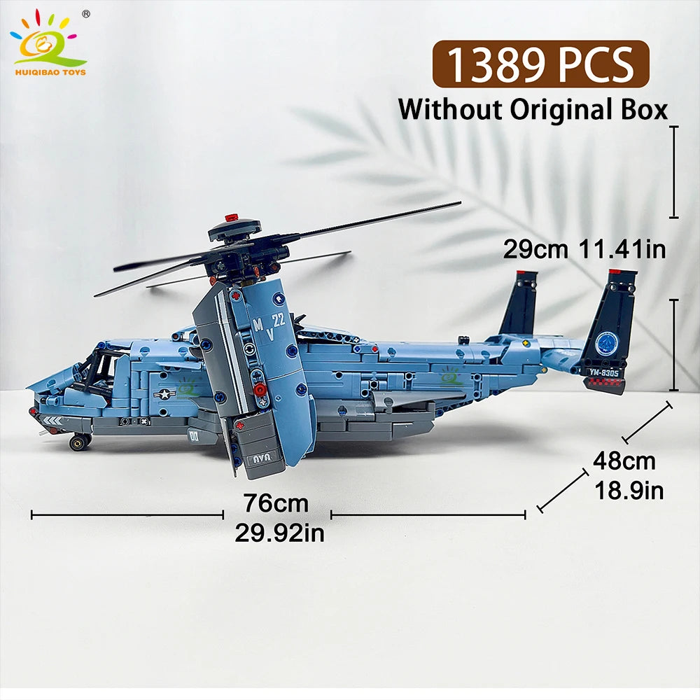 Premium Lego Compatible Building Block Set With 1389 Pieces V 22 Tiltrotor Aircraft Model For Kids And Collectors - ToylandEU
