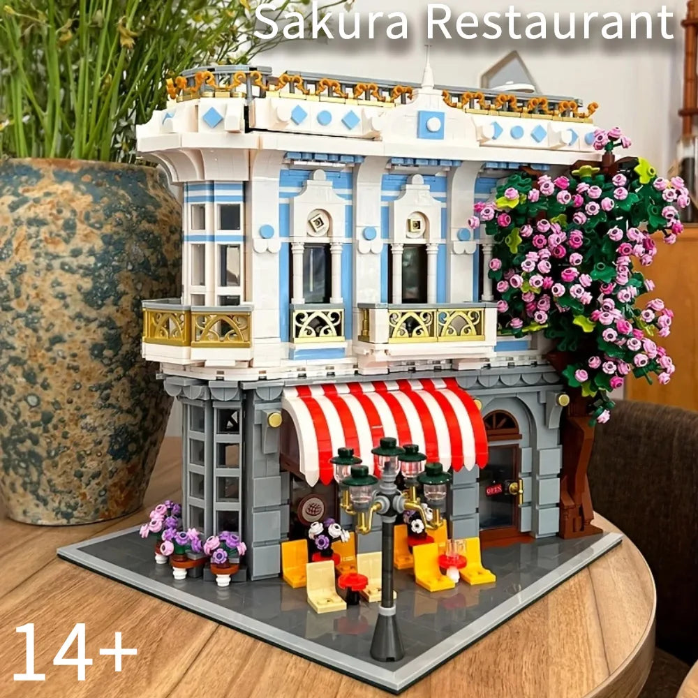 Premium Lego Compatible Building Blocks City Light Sakura Restaurant Moc For Adult Model Builders - ToylandEU