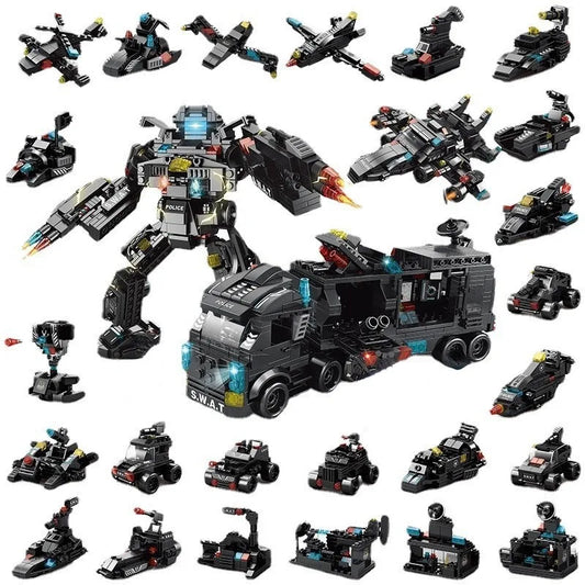 Premium Lego Compatible Building Blocks Kit 585 Piece City Police SWAT Truck For Boys And Kids - ToylandEU
