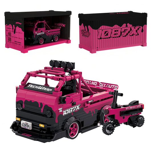 Premium Lego Compatible Building Blocks Rose Red Truck Model MOC City Speed Car Champion Racer For Kids And Adults - ToylandEU