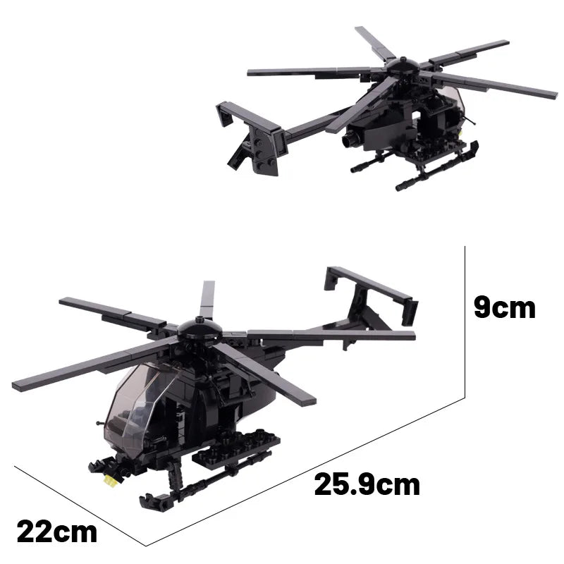 Premium Lego Compatible Building Blocks Set MH6 Little Bird Helicopter Model Kit For Teens 14 Plus And Gift Givers - ToylandEU