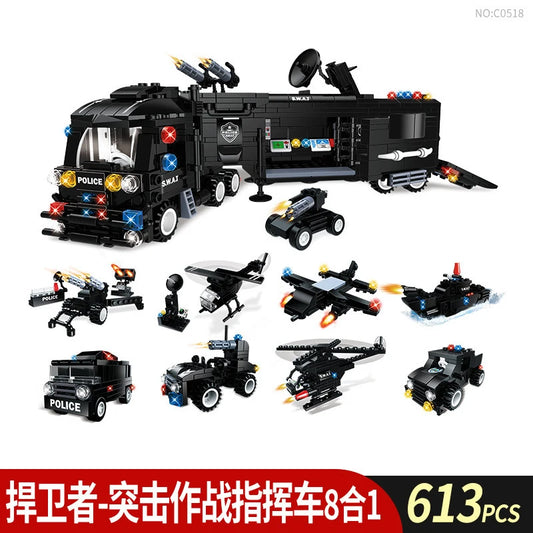 Premium Lego Compatible Building Blocks Set Multi Vehicle City Police Station Bus Car Helicopter Army Trucks For Kids - ToylandEU