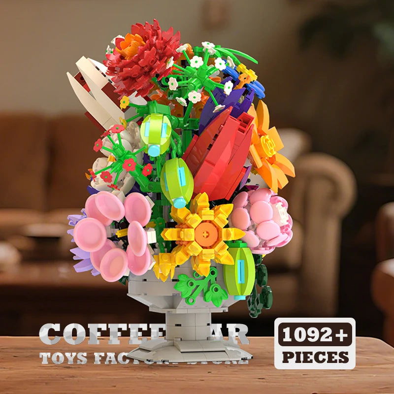 Premium Lego Compatible Building Blocks Set Romantic Flowers Bouquet Potted Plant For Home Decoration - ToylandEU