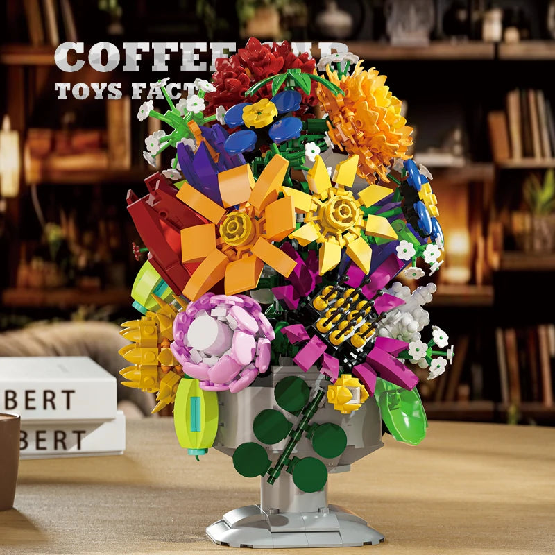 Premium Lego Compatible Building Blocks Set Romantic Flowers Bouquet Potted Plant For Home Decoration - ToylandEU