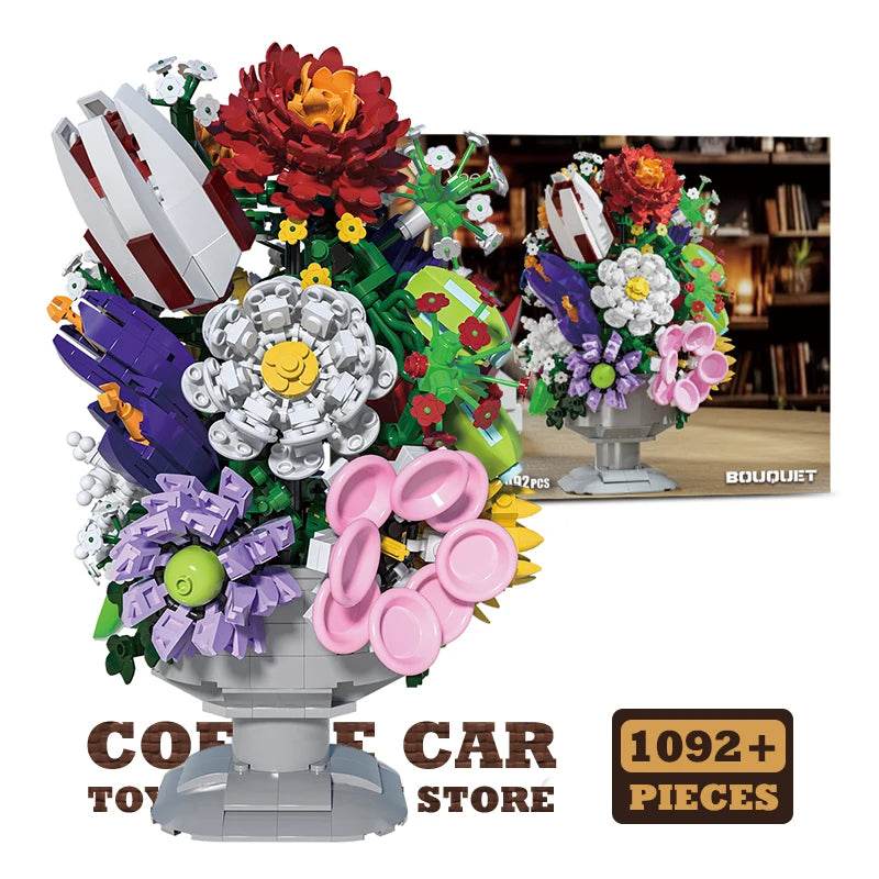 Premium Lego Compatible Building Blocks Set Romantic Flowers Bouquet Potted Plant For Home Decoration - ToylandEU