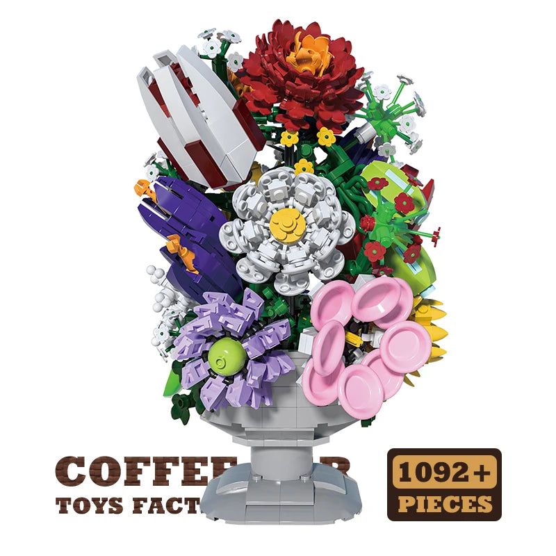 Premium Lego Compatible Building Blocks Set Romantic Flowers Bouquet Potted Plant For Home Decoration - ToylandEU