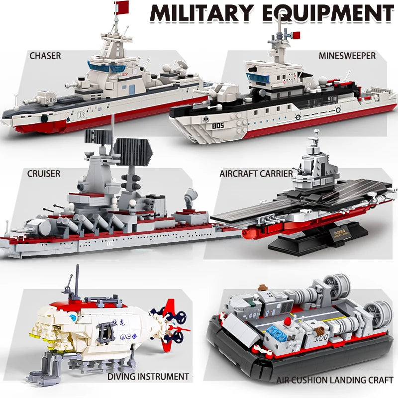 Premium Lego Compatible Military Ship Blocks Assembled Type 081 Mine Countermeasures Gift For Military Enthusiasts - ToylandEU