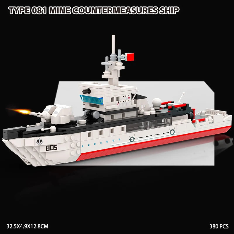 Premium Lego Compatible Military Ship Blocks Assembled Type 081 Mine Countermeasures Gift For Military Enthusiasts - ToylandEU