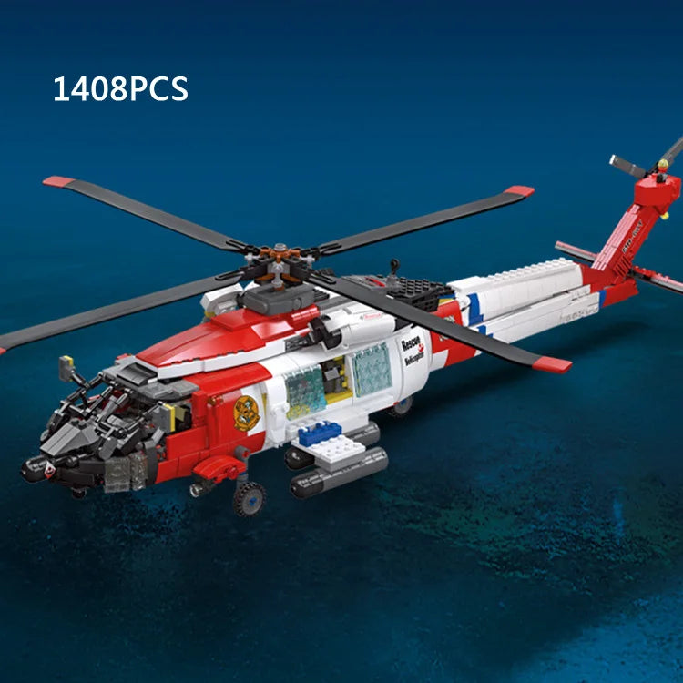 Premium Lego Compatible Military Vehicle Model Set Featuring MH60T Jayhawk Helicopter For Adults 18 Plus - ToylandEU