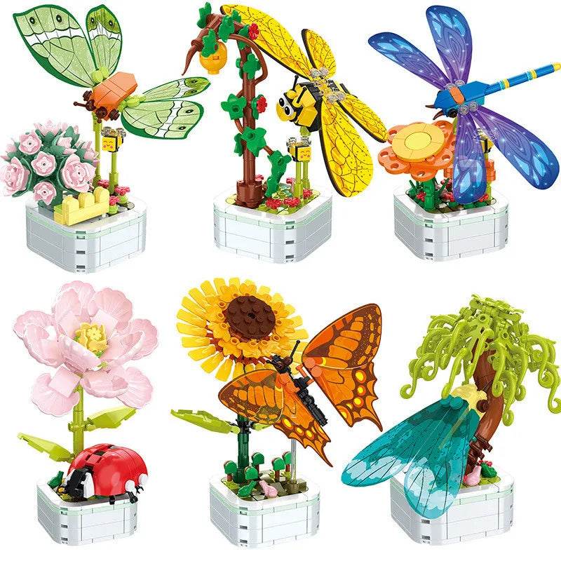 Premium Lego Insect Flower Pot Puzzle Blocks For Kids - ToylandEU
