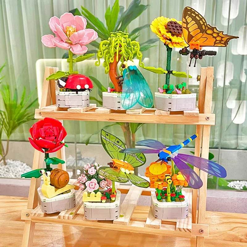 Premium Lego Insect Flower Pot Puzzle Blocks For Kids - ToylandEU