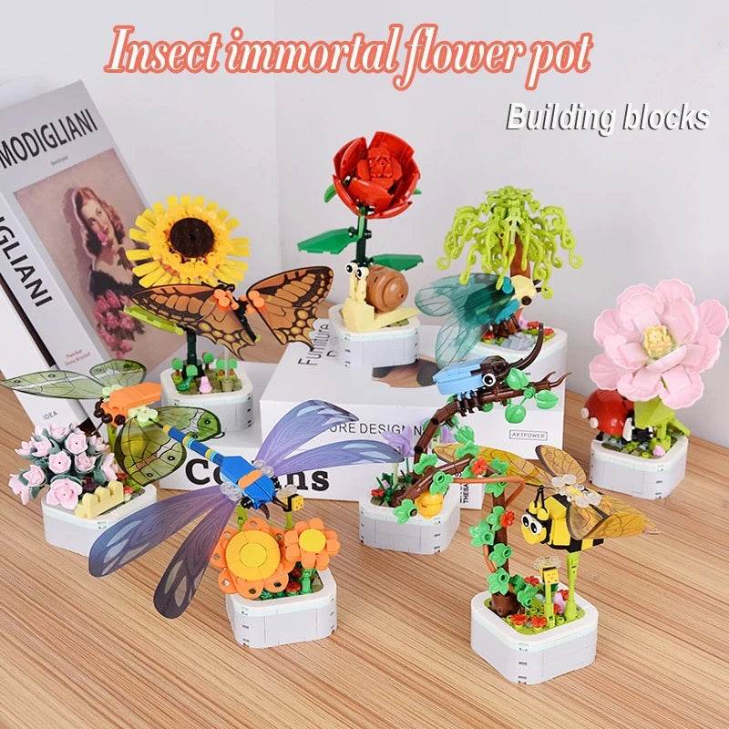Premium Lego Insect Flower Pot Puzzle Blocks For Kids - ToylandEU