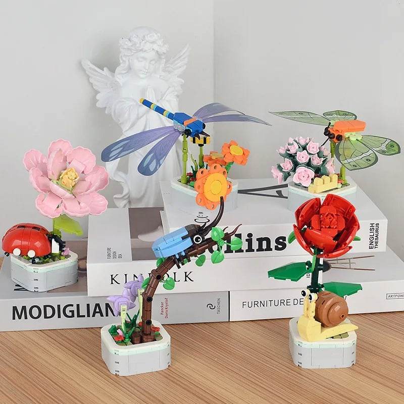Premium Lego Insect Flower Pot Puzzle Blocks For Kids - ToylandEU