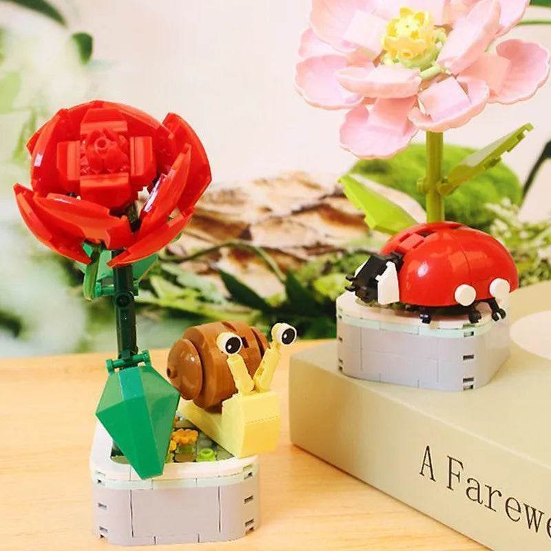 Premium Lego Insect Flower Pot Puzzle Blocks For Kids - ToylandEU