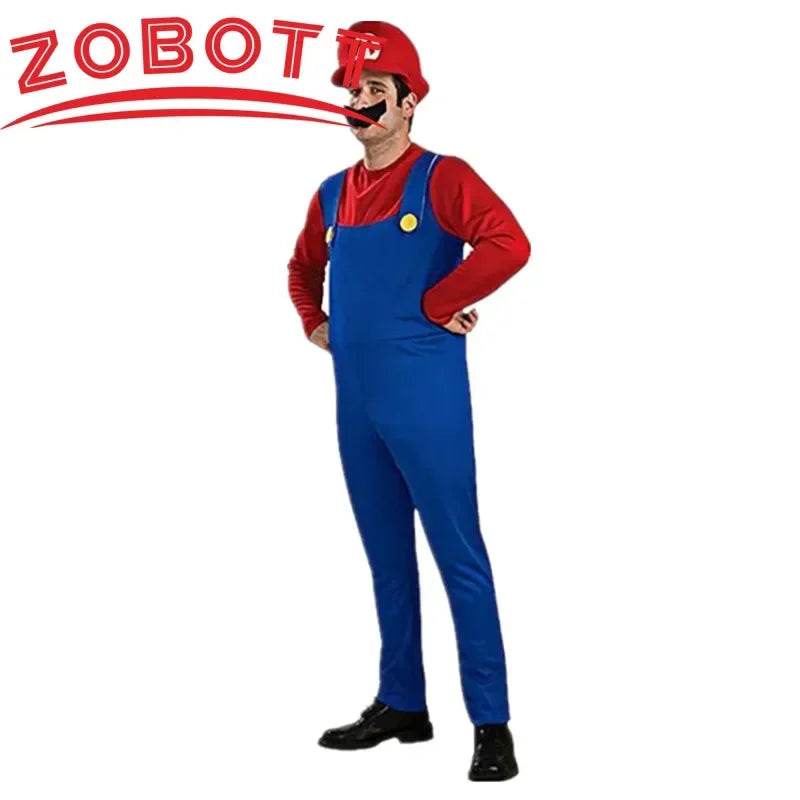 Premium Luigi Cosplay Costume Unisex Jumpsuit Beard Hat - ToylandEU