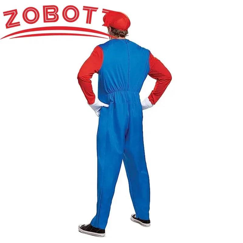 Premium Luigi Cosplay Costume Unisex Jumpsuit Beard Hat - ToylandEU