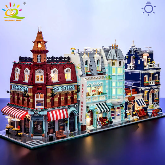 Premium MOC Building Blocks City Corner Coffee Shop Architecture Style Street View For Children - ToylandEU