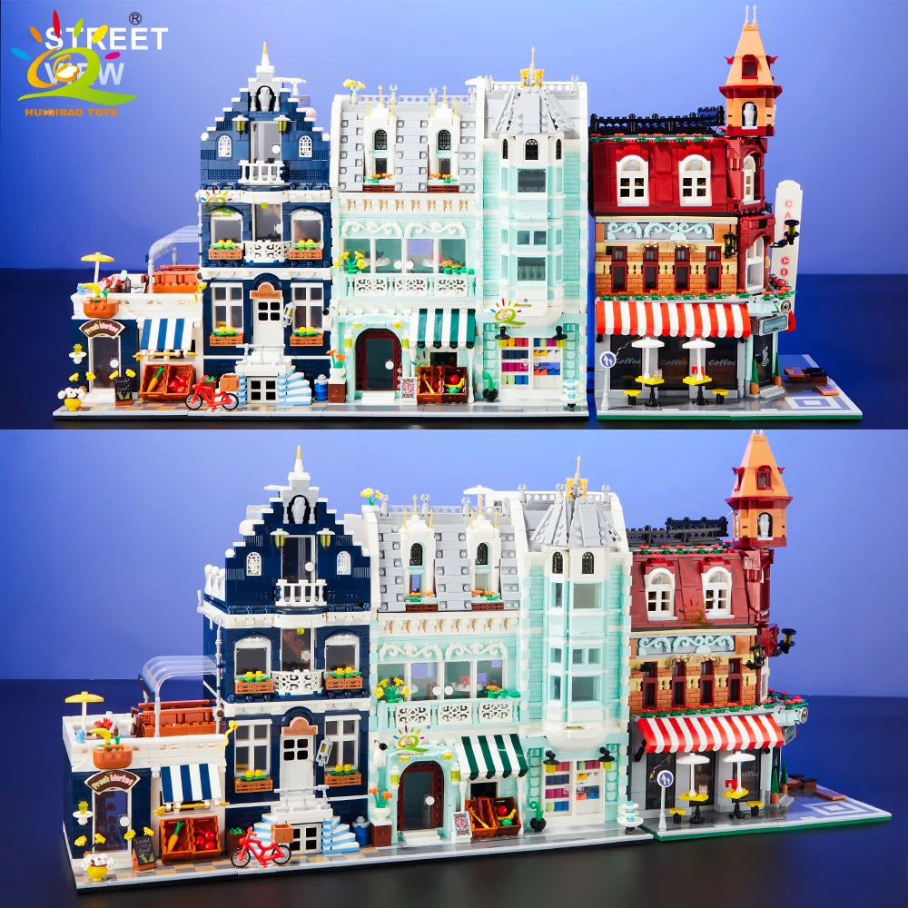 Premium MOC Building Blocks City Corner Coffee Shop Architecture Style Street View For Children - ToylandEU