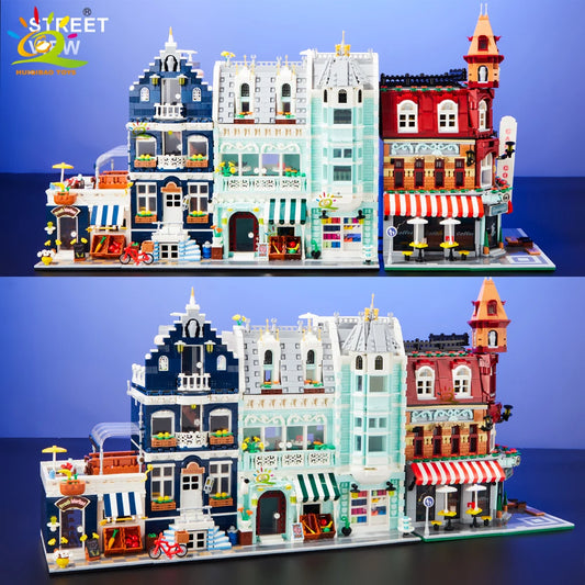 Premium MOC Building Blocks City Corner Coffee Shop Architecture Style Street View For Children - ToylandEU