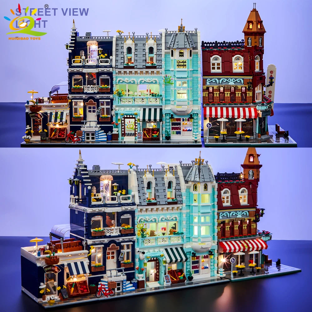 Premium MOC Building Blocks City Corner Coffee Shop Architecture Style Street View For Children - ToylandEU