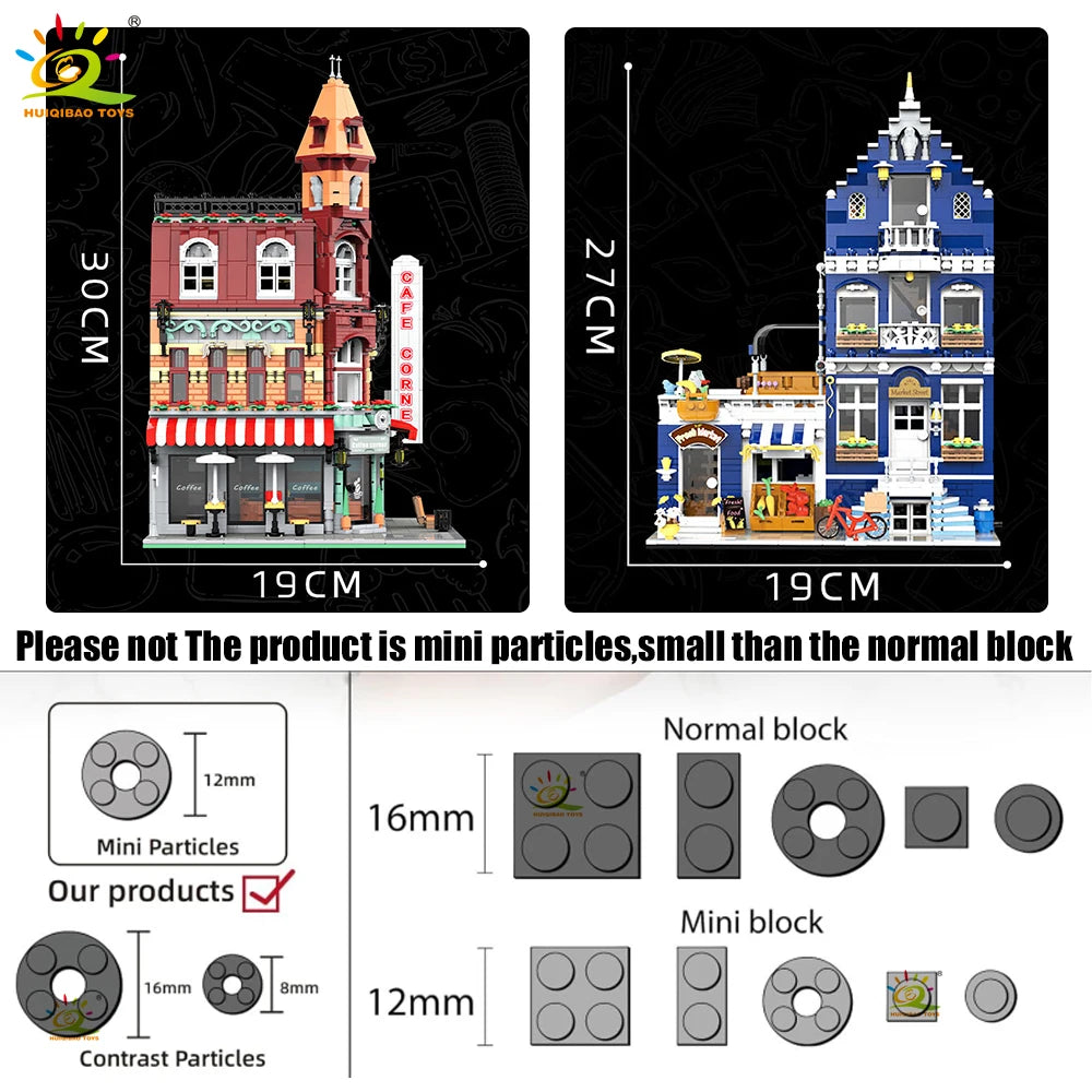 Premium MOC Building Blocks City Corner Coffee Shop Architecture Style Street View For Children - ToylandEU