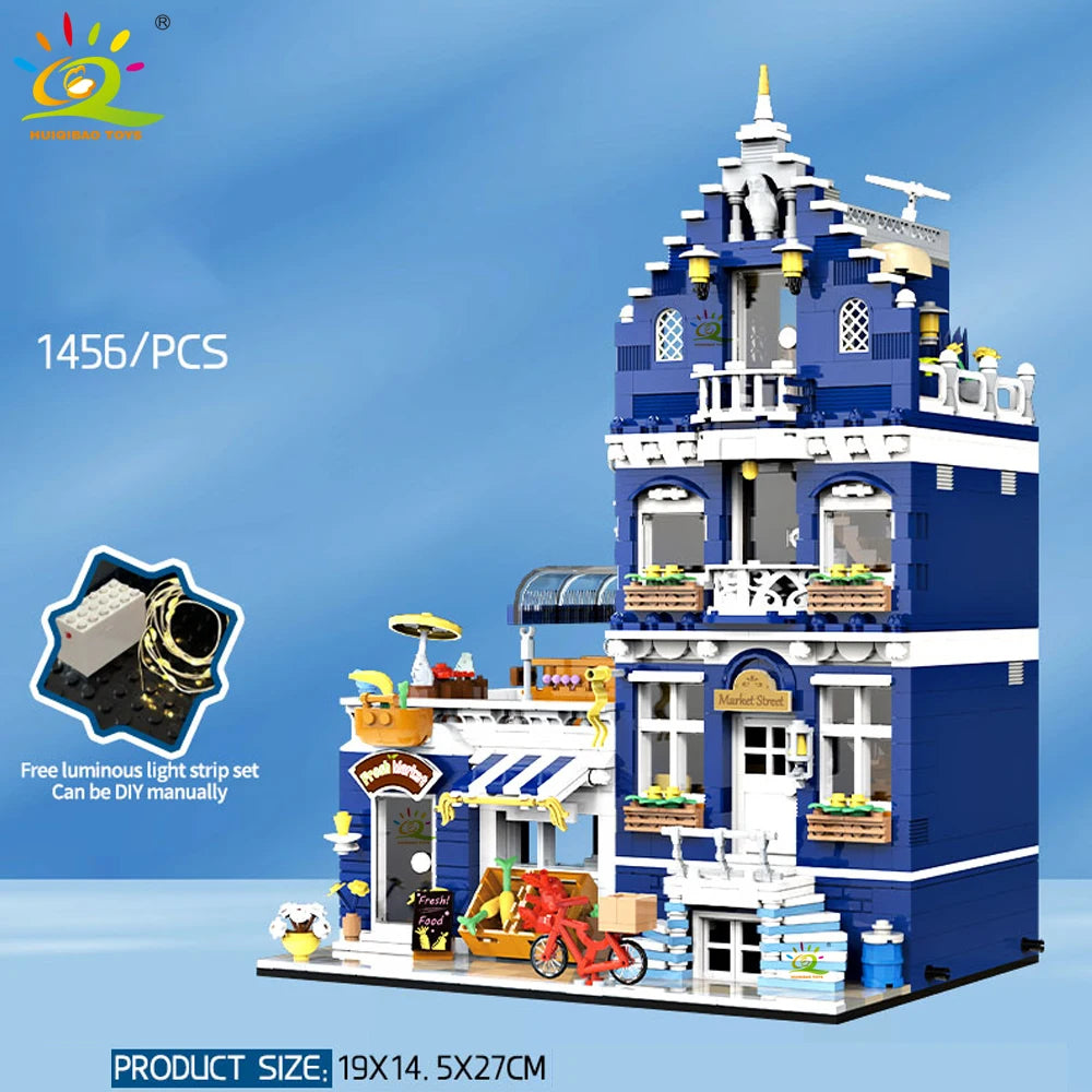 Premium MOC Building Blocks City Corner Coffee Shop Architecture Style Street View For Children - ToylandEU
