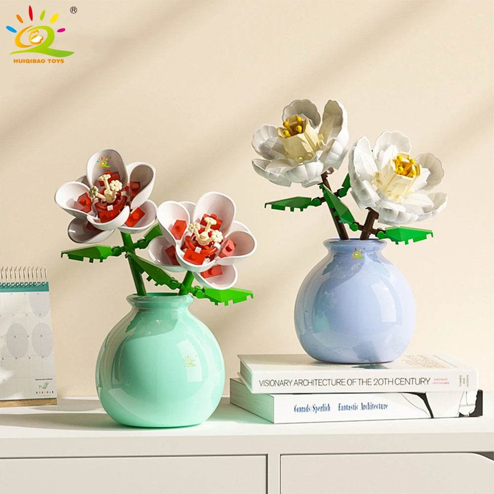 Premium MOC Flower Vase Kit Eternal Bouquet For Desk Decor - ToylandEU