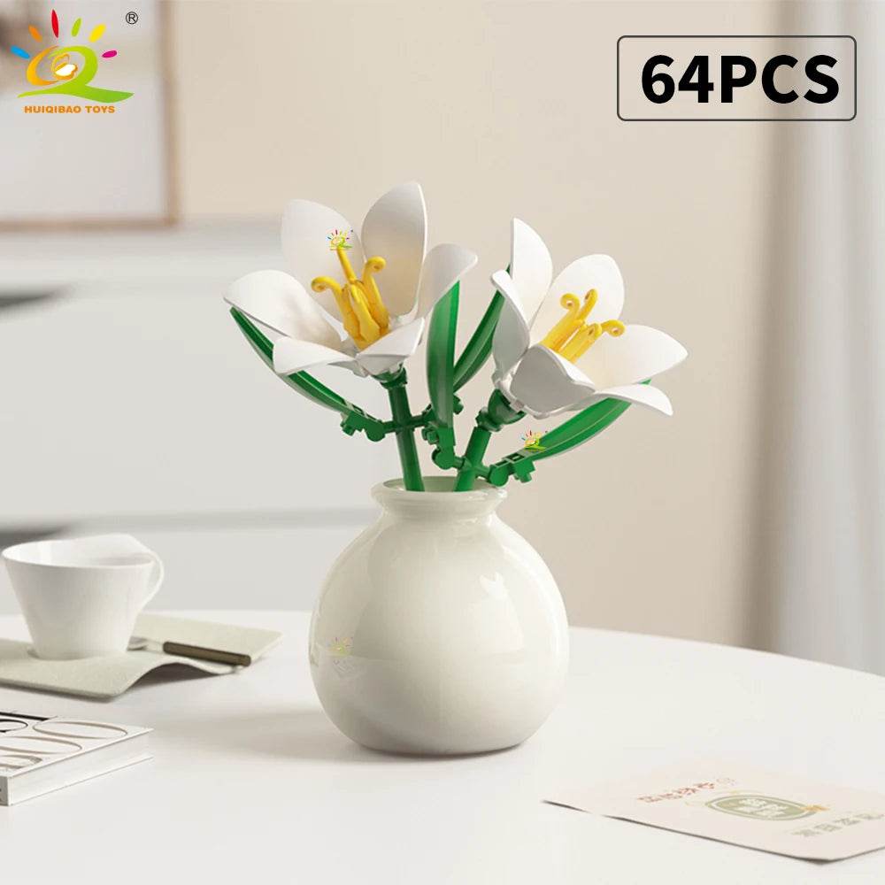 Premium MOC Flower Vase Kit Eternal Bouquet For Desk Decor - ToylandEU