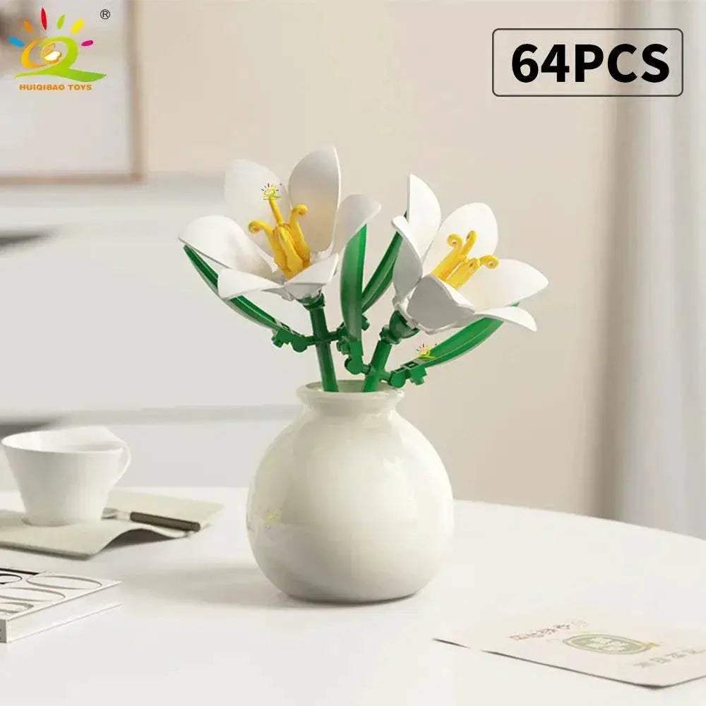 Premium MOC Flower Vase Kit Eternal Bouquet For Desk Decor - ToylandEU