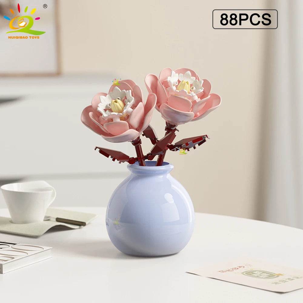 Premium MOC Flower Vase Kit Eternal Bouquet For Desk Decor - ToylandEU