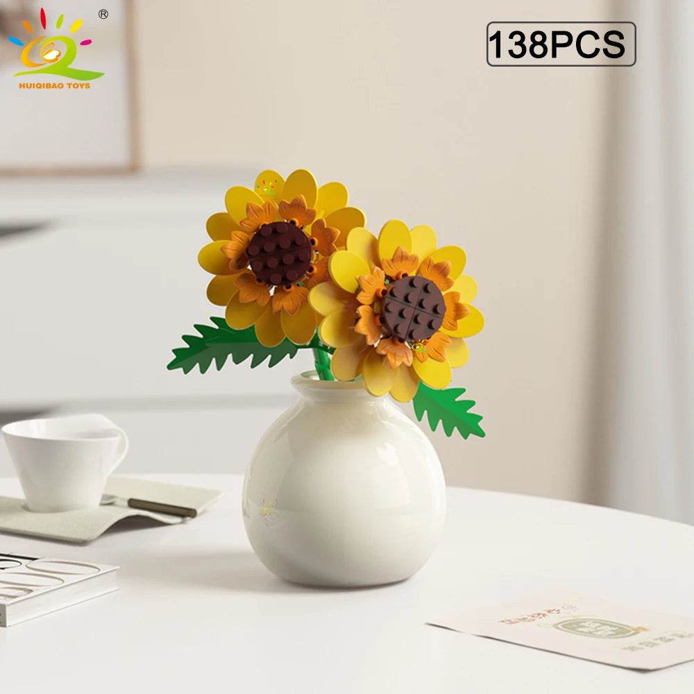 Premium MOC Flower Vase Kit Eternal Bouquet For Desk Decor - ToylandEU