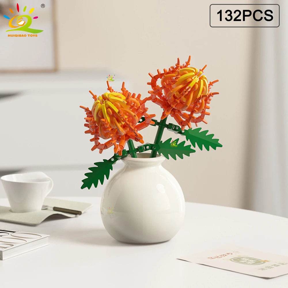 Premium MOC Flower Vase Kit Eternal Bouquet For Desk Decor - ToylandEU