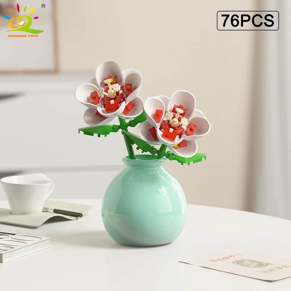 Premium MOC Flower Vase Kit Eternal Bouquet For Desk Decor - ToylandEU
