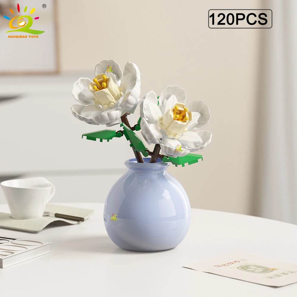 Premium MOC Flower Vase Kit Eternal Bouquet For Desk Decor - ToylandEU