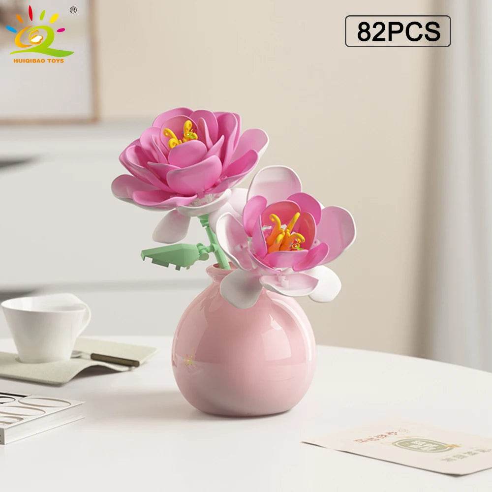 Premium MOC Flower Vase Kit Eternal Bouquet For Desk Decor - ToylandEU
