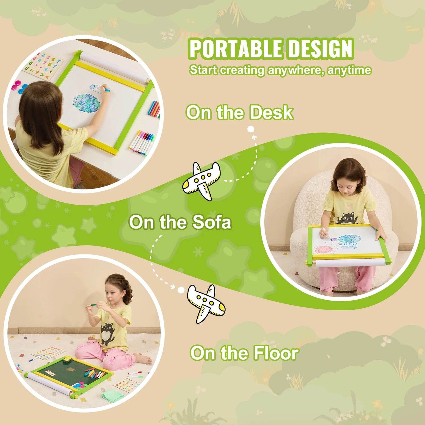 Premium Magnetic Tabletop Drawing Board 3in1 For Girls - ToylandEU