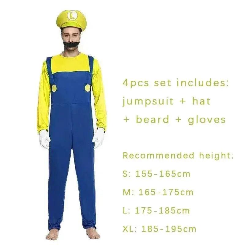  Premium Mario Luigi 4 Piece Cosplay Jumpsuit Toyland EU -  ToylandEU™