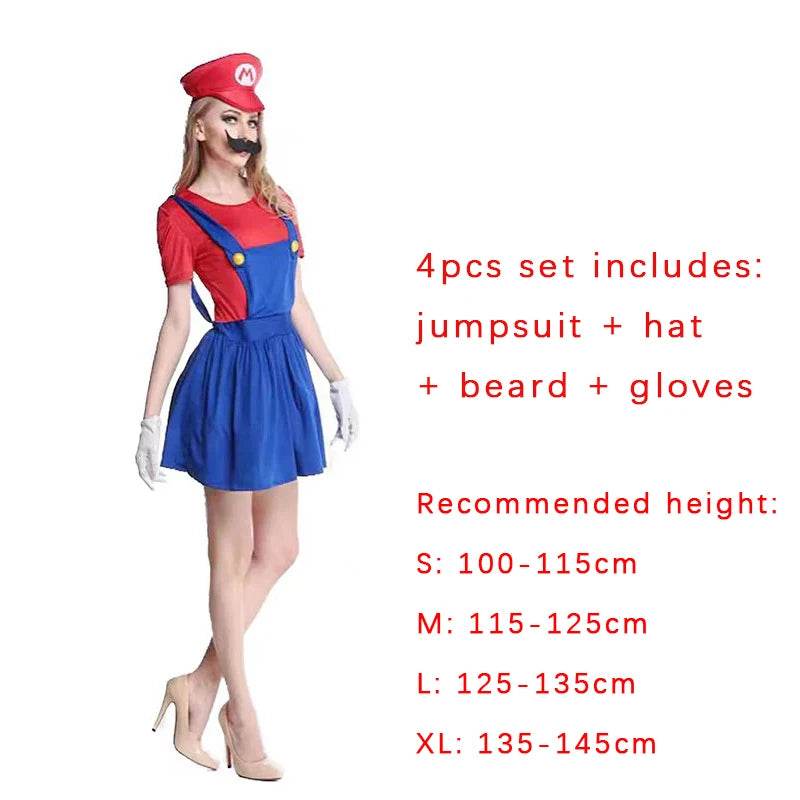 Premium Mario Luigi Cosplay 4 Piece Jumpsuit Set For Adults - ToylandEU
