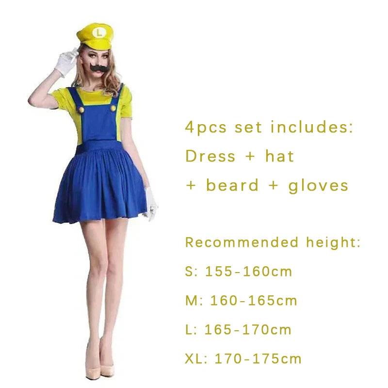 Premium Mario Luigi Cosplay 4 Piece Jumpsuit Set For Adults - ToylandEU