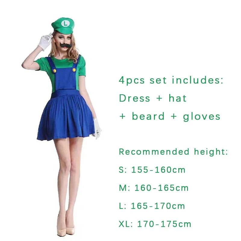 Premium Mario Luigi Cosplay 4 Piece Jumpsuit Set For Adults - ToylandEU