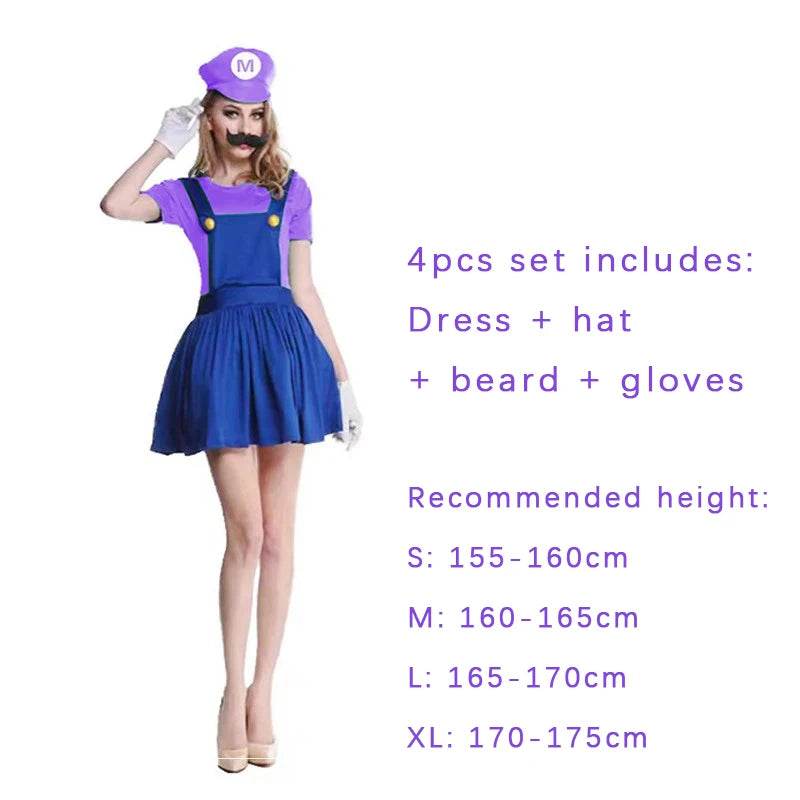 Premium Mario Luigi Cosplay 4 Piece Jumpsuit Set For Adults - ToylandEU