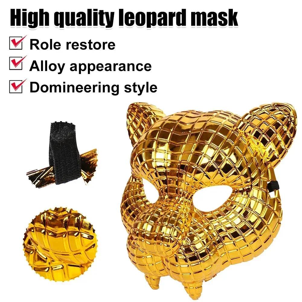 Premium Mask Golden Leopard For Halloween Masquerade - ToylandEU