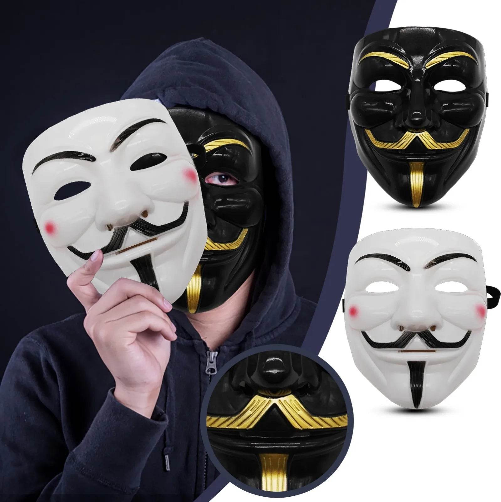 Premium Mask Guy Fawkes Black and White Halloween Cosplay - ToylandEU