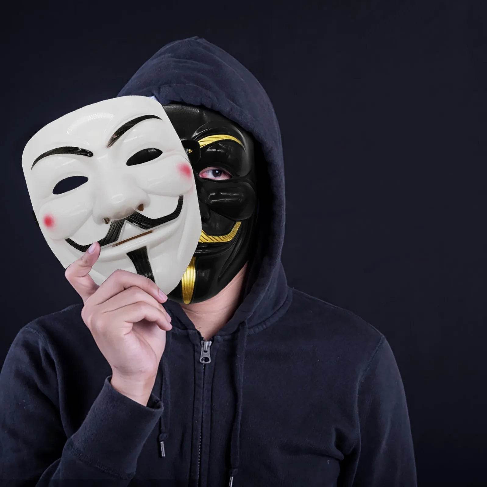 Premium Mask Guy Fawkes Black and White Halloween Cosplay - ToylandEU