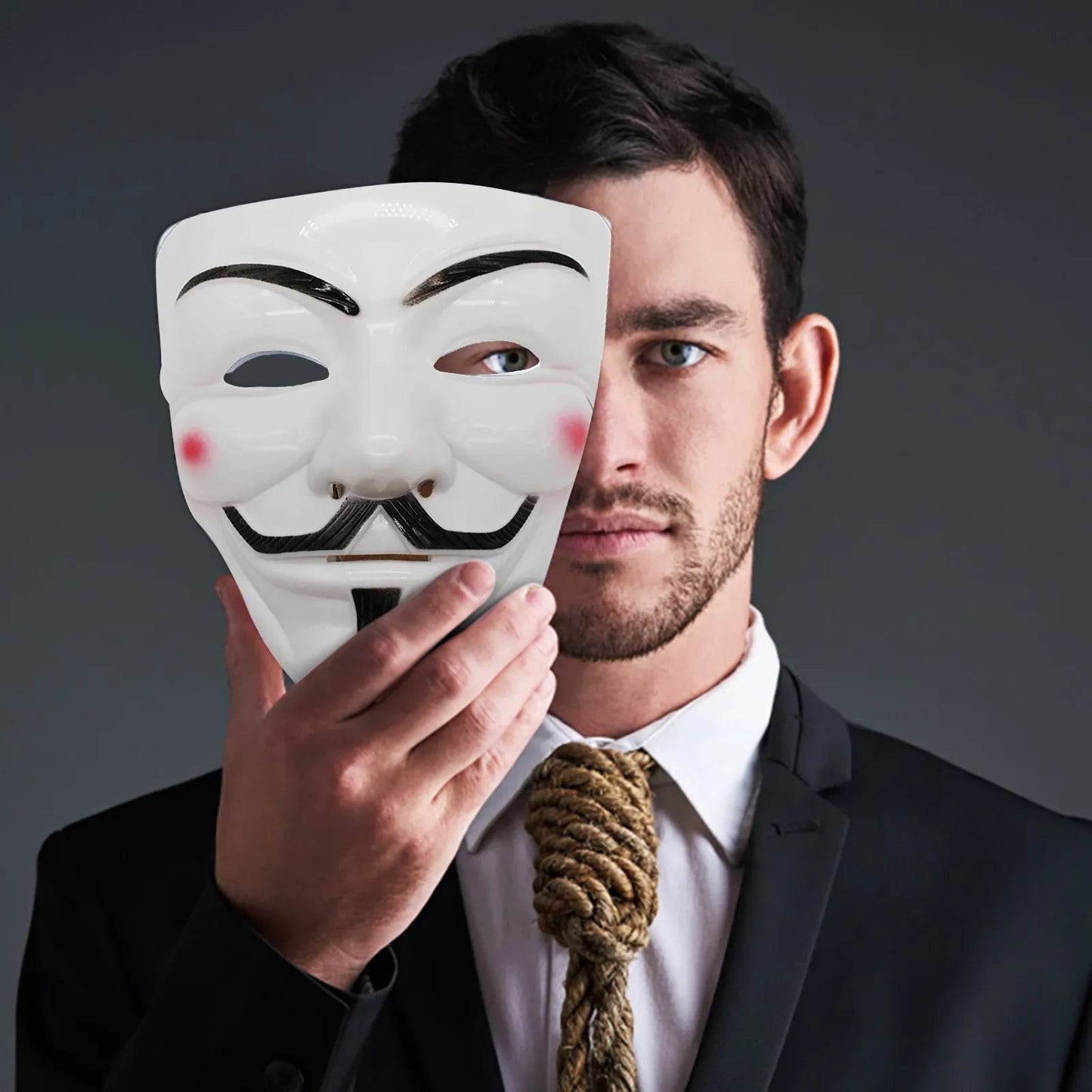 Premium Mask Guy Fawkes Black and White Halloween Cosplay - ToylandEU