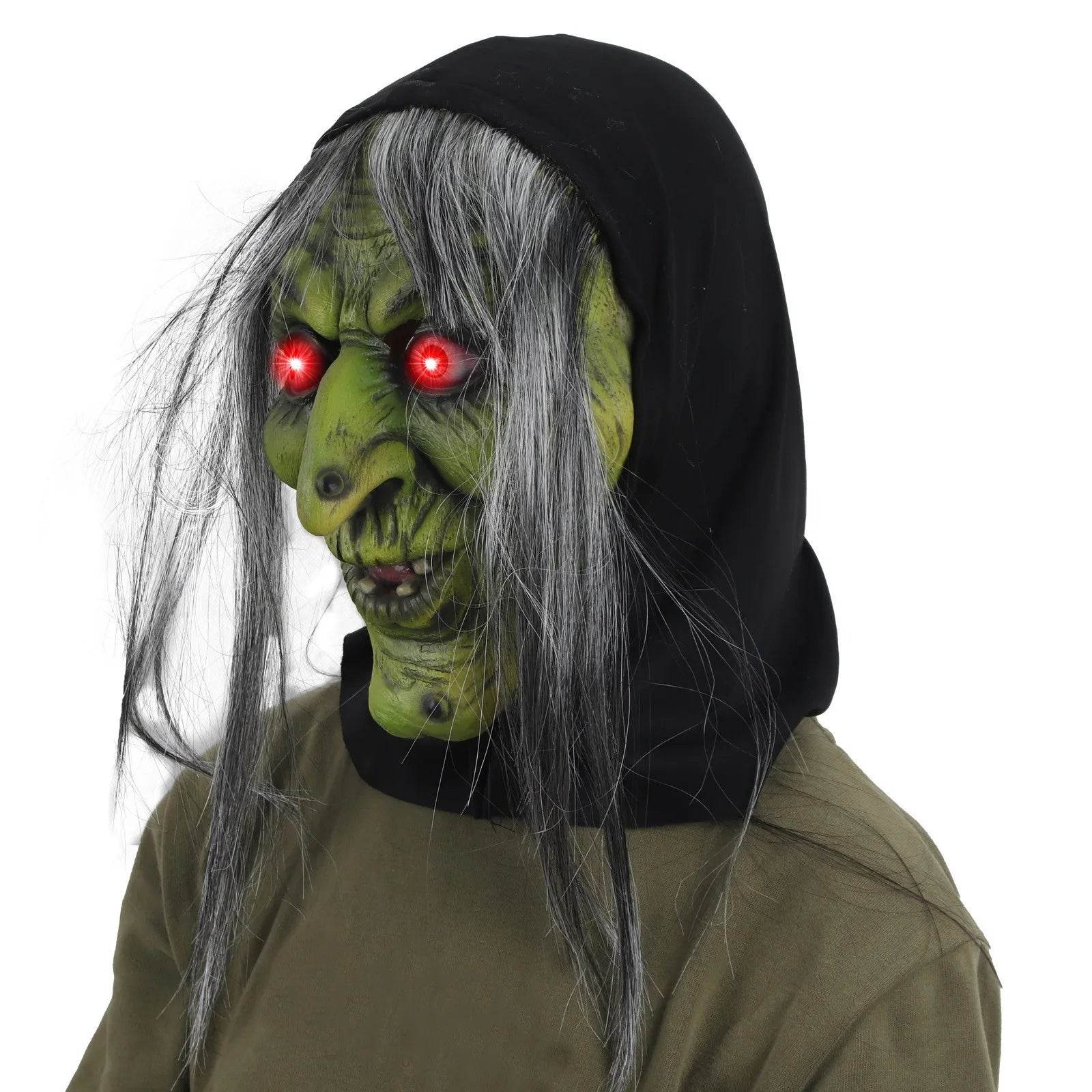 Premium Mask Old Witch Full Head Latex Red Eyes Halloween - ToylandEU