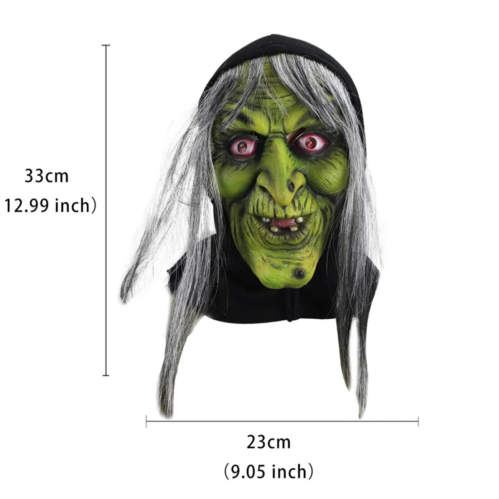 Premium Mask Old Witch Full Head Latex Red Eyes Halloween - ToylandEU
