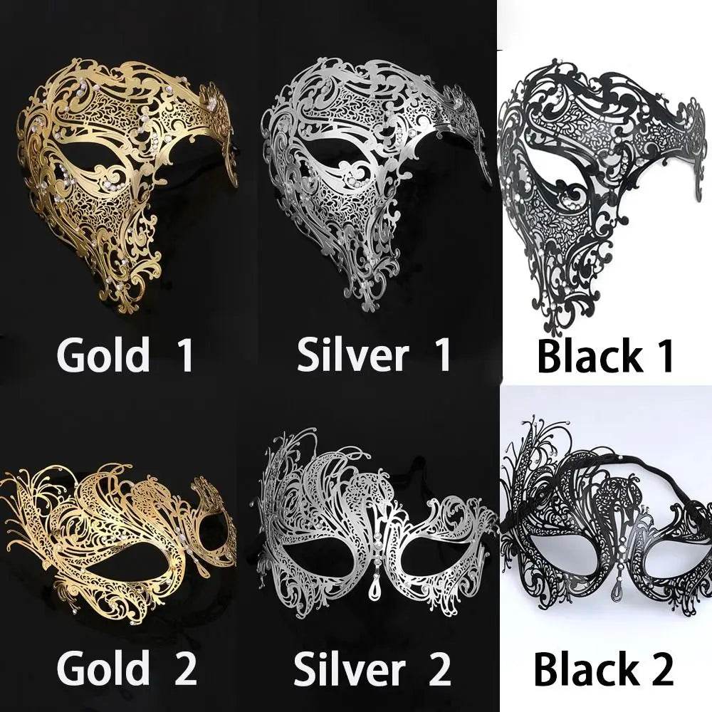 Premium Masquerade Mask Metal Skull Rhinestones For Adults - ToylandEU